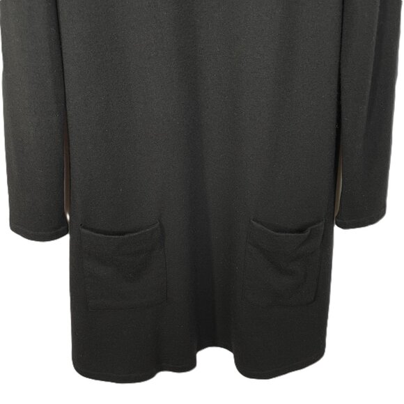 Behar New York Wool Sweater Dress Black A Line Mini Long Sleeves Size L - Picture 7 of 15